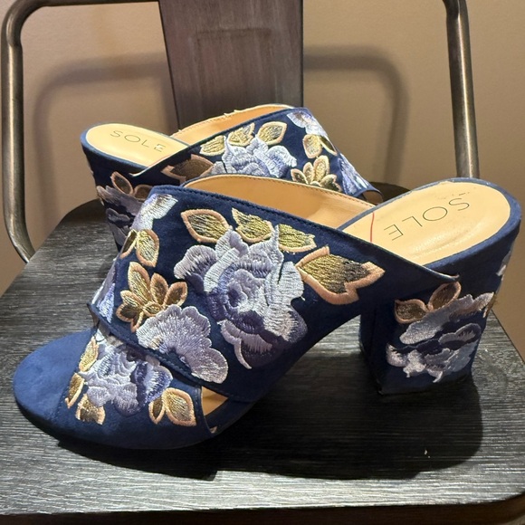 Sole Society Luella Floral Embroidered Heel Mules Sz 8 - Picture 8 of 12